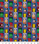Marvel  Avengers Heroes Comic Blue Cotton Print Fabric